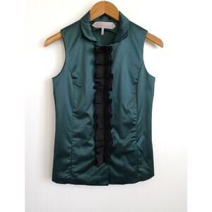DOROTHEE SCHUMACHER Silk Ruffle Sleeveless Tuxedo Shirt Top Farfetch XS $490